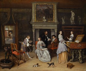 Fantasy Interior med Jan Steen og familien til Gerrit Schouten